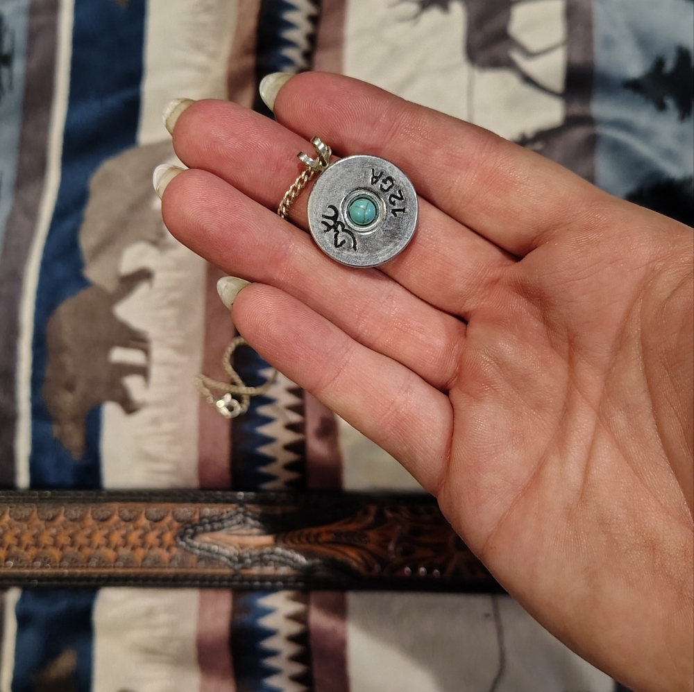 Silver Pendant Necklace with Turquoise Accent
